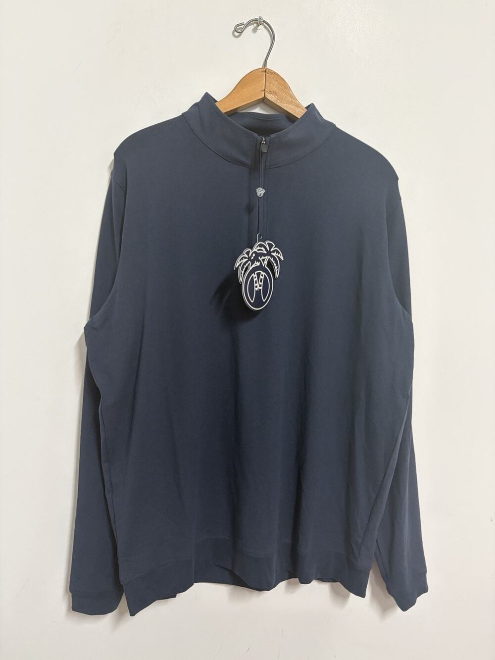 NWT USA Palm 1/4 Zip Pullover Heathered Ocean Blue Stretch Men’s Large